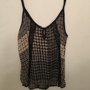 Sheer houndstooth and lace top